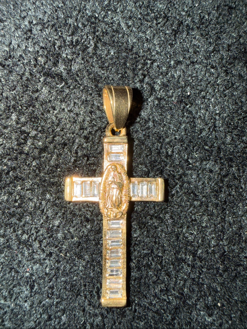 Gold-Tone Virgin Mary Cross Pendant Necklace - Classic Gold